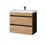 Vannitoa kapp kraanikausiga Riva SA63-6 Black / Gold Craft Oak