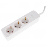 Majapidamises kasutatav maandusega pikendusjuhe, 3 x 1.5 mm, 1.5 m, 3 pistikupesa, valge