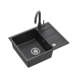 Mustast graniidist valamu Quadron Pure Plus STQ5844CZ_3623500_BL fikseeritud segistiga