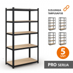 Ladustamisriiulid 180x90x40 PRO Must (5 tk)