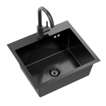 Terasest kraanikauss koos segisti ja sifooniga Quadron LUKE 100, ZH5045PVDBLM_3623500_PVDBLM