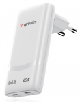 Verbatim 32355 Fold 'n' Go GaN laadija 65 W, 2-port, USB-C, EU pistik, valge