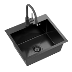 Terasest kraanikauss koos segistiga (painduv tila) ja sifooniga Quadron LUKE 100, ZH5045PVDBLM_3323503PVDBLM