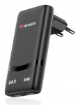 Verbatim 32354 Fold 'n' Go GaN laadija 65W, 2-portiline, USB-C, EU pistik, must