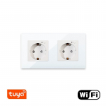 Kahekordne WiFi pistikupesa klaasraamiga Feelspot, valge