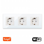Kolmekordne WiFi pistikupesa klaasraamiga Feelspot, valge