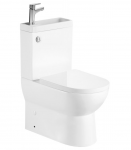 P&otilde;randale paigaldatav WC-pott koos kraanikausiga AQUALINE Jalta Hygie, PB103H+PBS10, aeglaselt sulguva kaanega