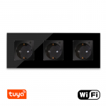 Kolmekordne WiFi pistikupesa klaasraamiga Feelspot, must