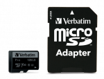 Verbatim 47044 Pro U3 Micro SDXC m&auml;lukaart 128GB + microSD&ndash;SD adapter