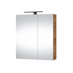 Seinale kinnitatav vannitoakapp kahe peegeluksega, LED valgusti ja pistikupesaga Riva SV60C-2, Gold Craft Oak