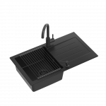 Valamu koos segisti, jaoturi ja matiga Quadron HCQJ7744BLM_BDR_PC, tahma