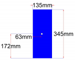 Lauaklaas 135x345 mm sinine
