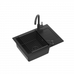 Valamu koos segisti, jaoturi ja matiga Quadron HCQJ6044BLM_BDR_PC, tahma