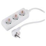Majapidamis-pikendusjuhe maandusega, 3 x 1.5 mm, 1.5 m, 3 pistikupesa, valge