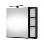 Seinakapp peegliga, LED-valgusti matt must Riva SV 70-6, Woodflow Ash