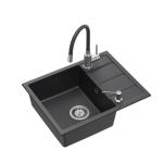 Graniitvalamu Quadron Pure Flexi STQ5844CZ_3323503BL painduva segisti ja dosaatoriga, must