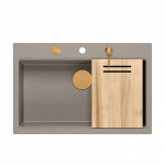 Valamu koos jaoturi ja l&otilde;ikelauaga Quadron MARC HQM7650U4_PVDC1, pehme taupe