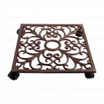 Ratastega malmist lillealuse alus, 28 x 28 x 6,5 cm
