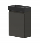 Alumine kapp ustega KAMĖ MINI BU/40x22-L/D22-MN, vasakpoolne, 40 cm + must kraanikauss MN400220B