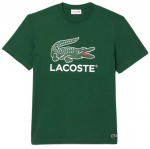 Meeste T-s&auml;rk Lacoste Cotton Jersey Signature Print T-Shirt - Roheline
