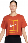 Naiste T-s&auml;rk Nike Court Dri-Fit Heritage Crop Top - Pruun
