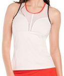 Naiste tennisetopp Lucky in Love Tech It Out Baseline Tank W/Bra - Valge