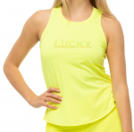 Naiste tennisetopp Lucky in Love Laser Novelty Technology Feeling Lucky Racerback Tank - Kollane