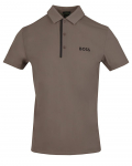 Meeste tennisepolo BOSS Paddy In Quick-Dry Ribbed Fabric - Pruun