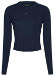 Naiste T-s&auml;rgid (pikkade k&auml;istega) Tommy Hilfiger Slim Soft Modal Rib Cropped Tee - T&uuml;rkiissinine