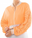Naiste tennisejakk Lucky in Love Eyelet Go Lace Cropped Bomber Jacket Women - Oranž