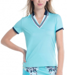 Naiste T-s&auml;rk Lucky in Love Cool Urbana Geo Mod Notch Short Sleeve - Sinine