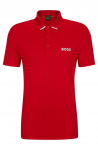 Meeste tennisepolo BOSS Drop-needle Polo Shirt With Contrast Logos - Punane