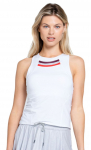 Naiste tennisetopp Lucky in Love Metallic Novelty Stripe Tank with Bra - Valge