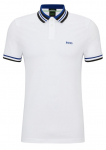 Meeste tennisepolo BOSS Cotton-Piqu&eacute; Polo Shirt With Ribbed Striped Trims - Valge