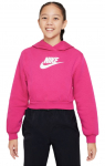 T&uuml;drukute džemper Nike Sportswear Club Fleece Crop Hoodie - Roosa