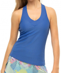 Naiste tennisetopp Lucky in Love Techno Tropic Wavy V-Neck Tank w/Bra Women - Sinine
