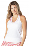 Naiste tennisetopp Lucky in Love Shockin' Classics Stripes Tank W/Bra - Valge