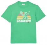 Meeste T-s&auml;rk Lacoste Washed Effect Tennis Print T-Shirt - Roheline