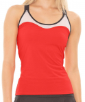Naiste tennisetopp Lucky in Love Tech It Out Crossover Tank W/Bra - Punane