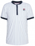 Meeste tennisepolo Fila T-Shirt Stripes Button M - Valge