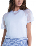 Naiste T-s&auml;rk Lucky in Love All About Ikat Pearlized Mesh Short Sleeve Top - H&otilde;bedane