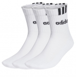 Tennisesokid Adidas 3-Stripes Linear Half Crew Cushioned 3P - Valge