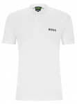 Meeste tennisepolo BOSS x Matteo Berrettini Slim-Fit Polo Shirt With Boomber-Style Collar - Valge