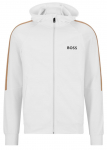 Meeste dressipluus BOSS x Matteo Berrettini Zip-Up Hoodie In Active-Stretch Jersey With Logo - Valge
