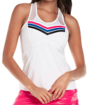 Naiste tennisetopp Lucky in Love Neon Lights Shadow Play Racerback Tank - Valge