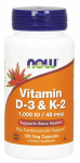 Now Foods Vitamin D-3 & K-2 120 vcaps