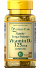 Puritan's Pride Vitamin D3 125 mcg (5000 iu) 100 softgels