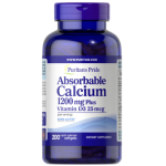 Puritan's Pride Absorbable Calcium 1200 mg Plus Vitamin D3 25 mcg 200 softgels