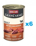 ANIMONDA Gran Carno Adult with Poultry hearts 6x400 g kodulinnus&uuml;damega t&auml;iskasvanud koertele