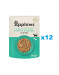 APPLAWS Cat Adult Pouch Tuna Fillet with Whole Anchovy in Broth Tuunikala ja an&scaron;oovised puljongis 12x70 g